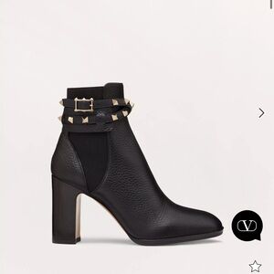 Valentino Black Ankle Boots with Studded Strap